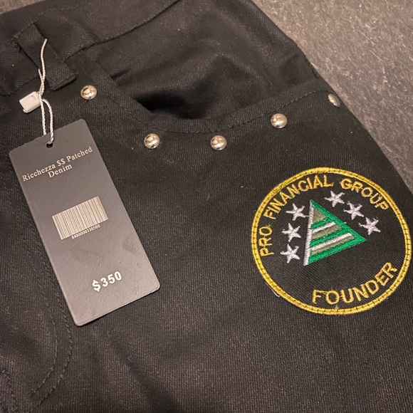 Ricchezza Black Denim Jeans $$ Patched - Picture 2 of 7